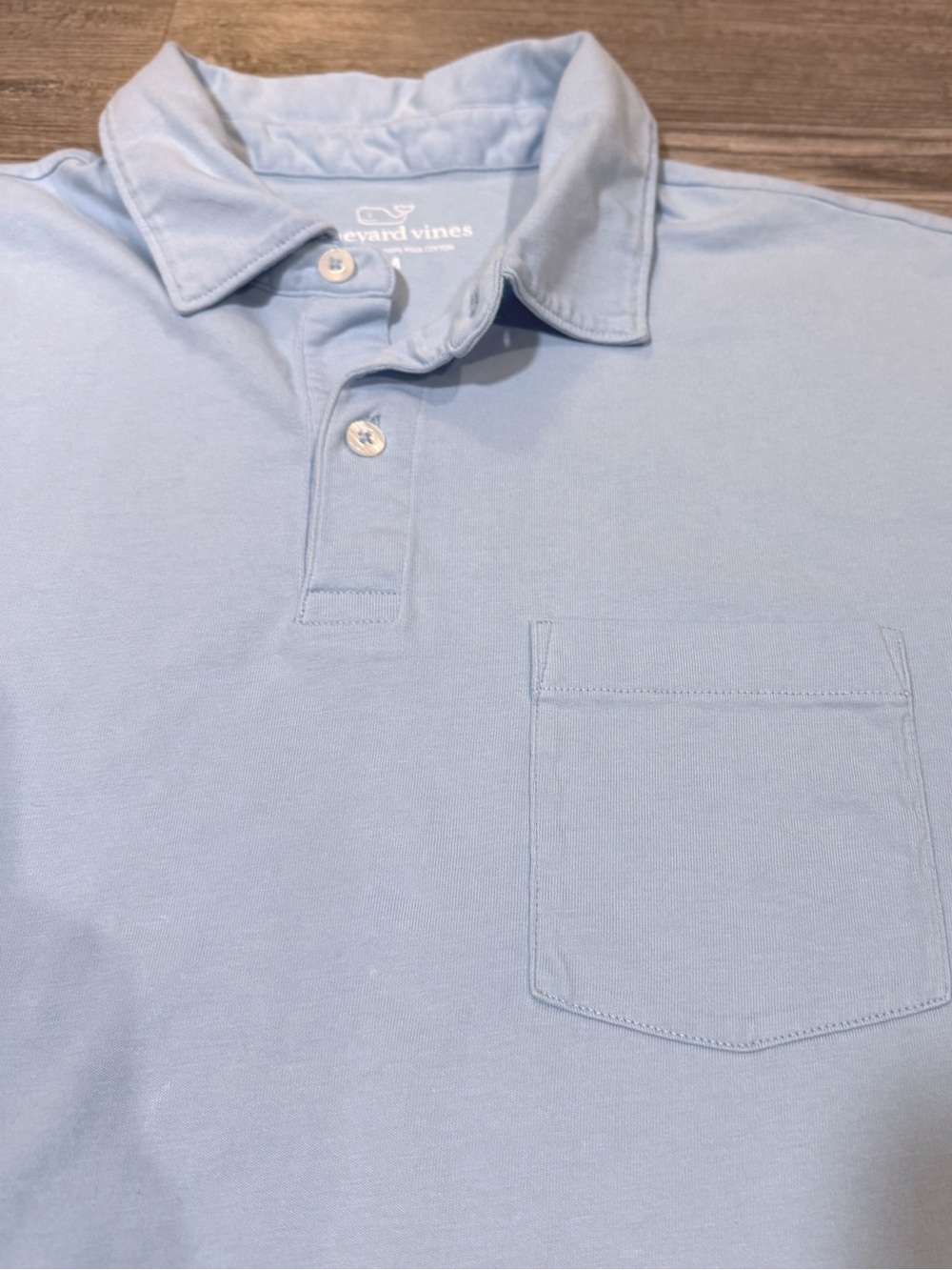 Vineyard Vines Men’s Light Blue Pima Cotton Pocket Polo Shirt Size Medium